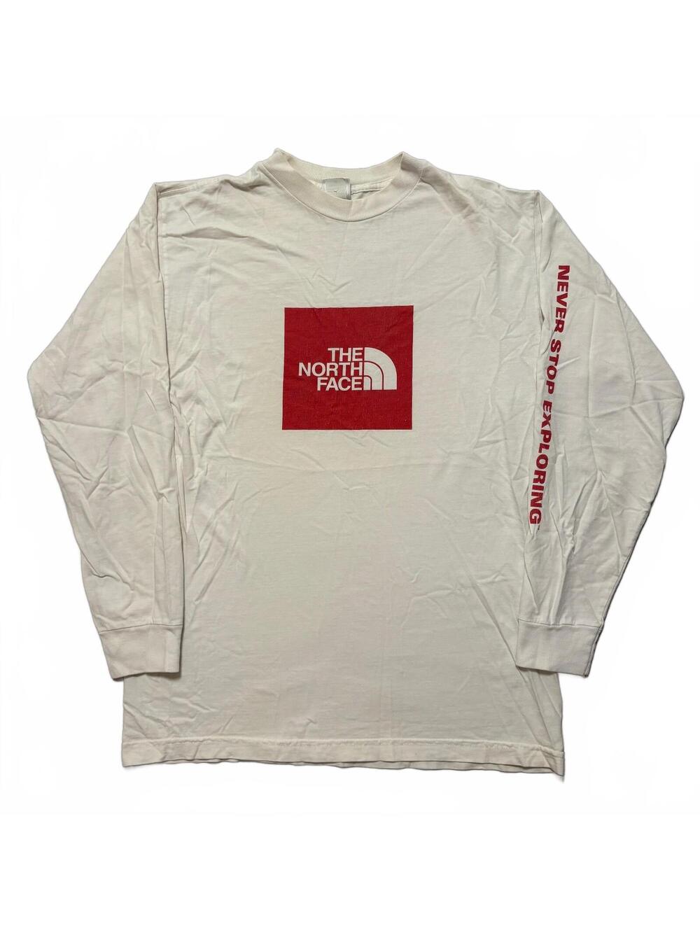 VTG 90's The North Face Never Stop Exploring Long Sleeve T-Shirt Men's M White